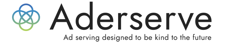 Aderserve's logo with strap line 'Ad serving designed to be kind to the future'