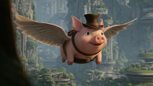 Image générée par IA d&#39;un cochon volant fantastique