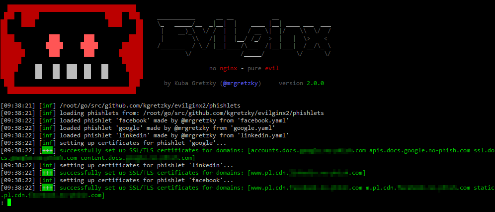 Evilginx 2 CLI screenshot