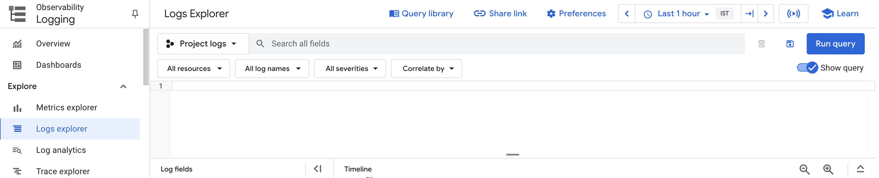 The Logs Explorer page