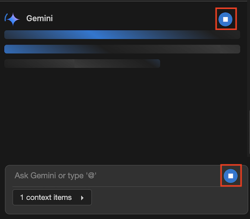 Button to stop in-progress Gemini Code Assist chat response