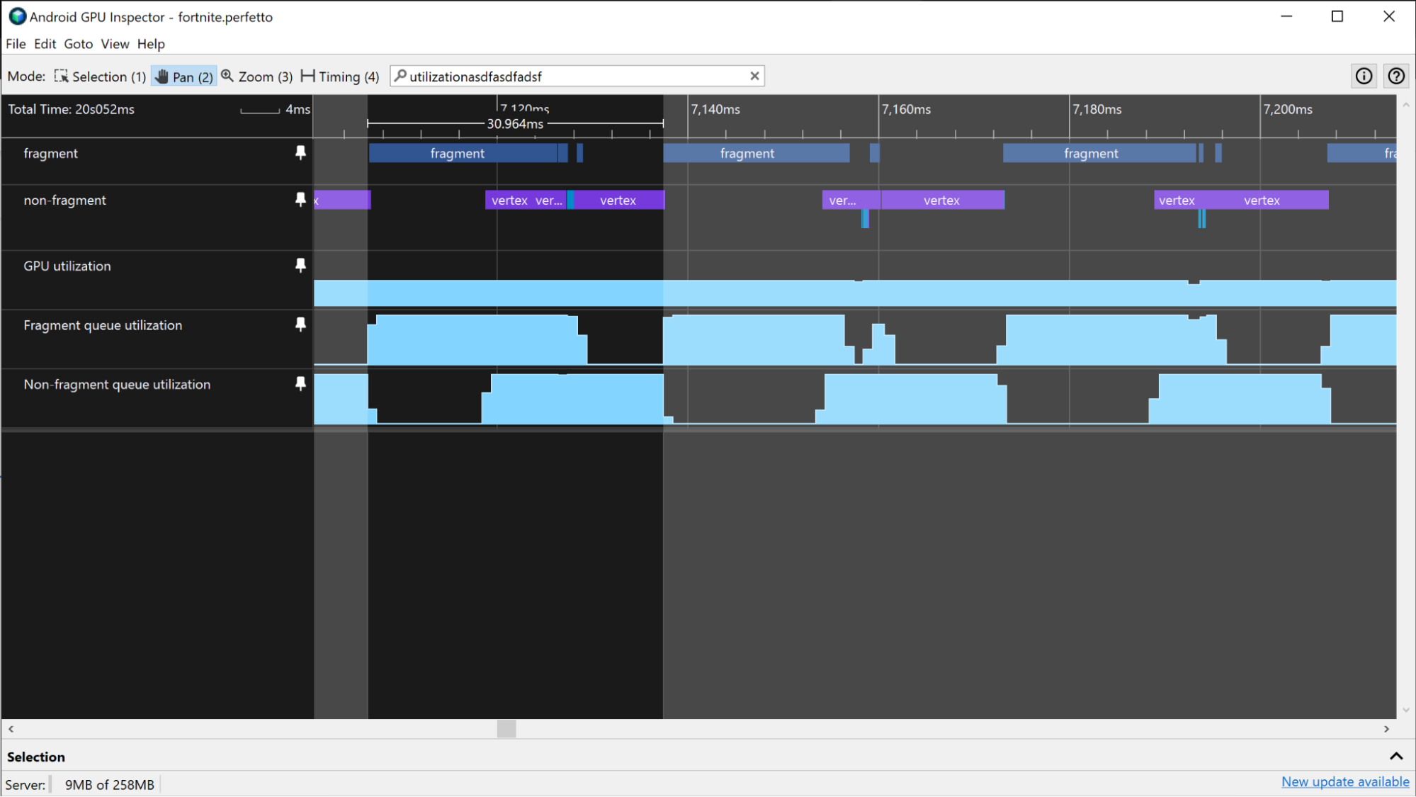 A screenshot of fragment and non-fragment tracks.
