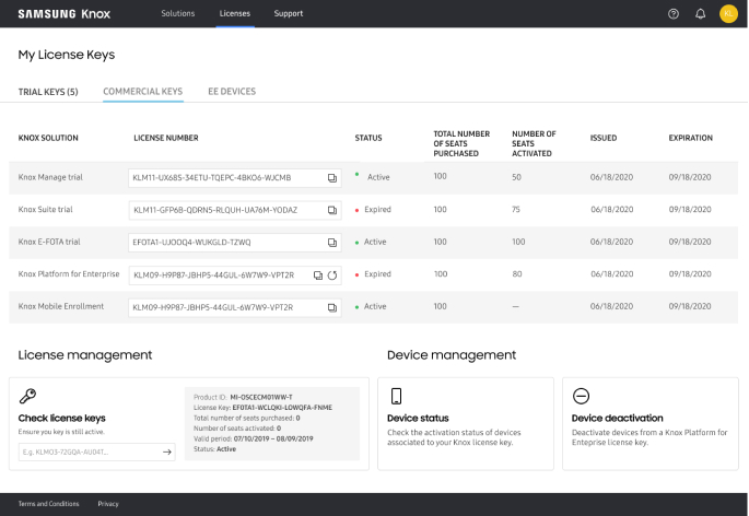 Associate your app with a Knox license key
