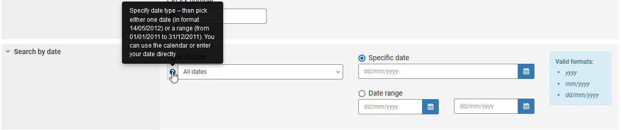 Screenshot showing where you can hover over for explanations