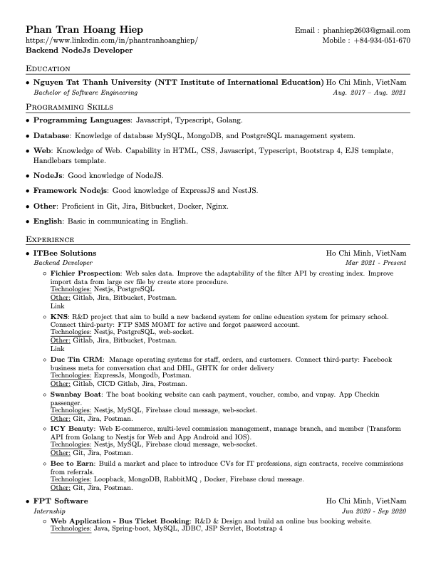 Resume Screenshot