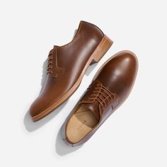 A familiar silhouette with one-of-a-kind features. The Rey Everyday Derby shoe is work, special occasion, and everyday approved. | Men's Rey Everyday Derby Shoes Brown . Size 8 Semi-formal Brown Derby With Leather Sole, Brown Leather Lace-up Shoes For Derby, Brown Goodyear Welted Lace-up Derby Shoes, Brown Leather-lined Derby Shoes For Business, Semi-formal Brown Derby Shoes With Rubber Sole, Moc Toe Boots, Derby Dress, Leather Cleaning, Round Toe Heels