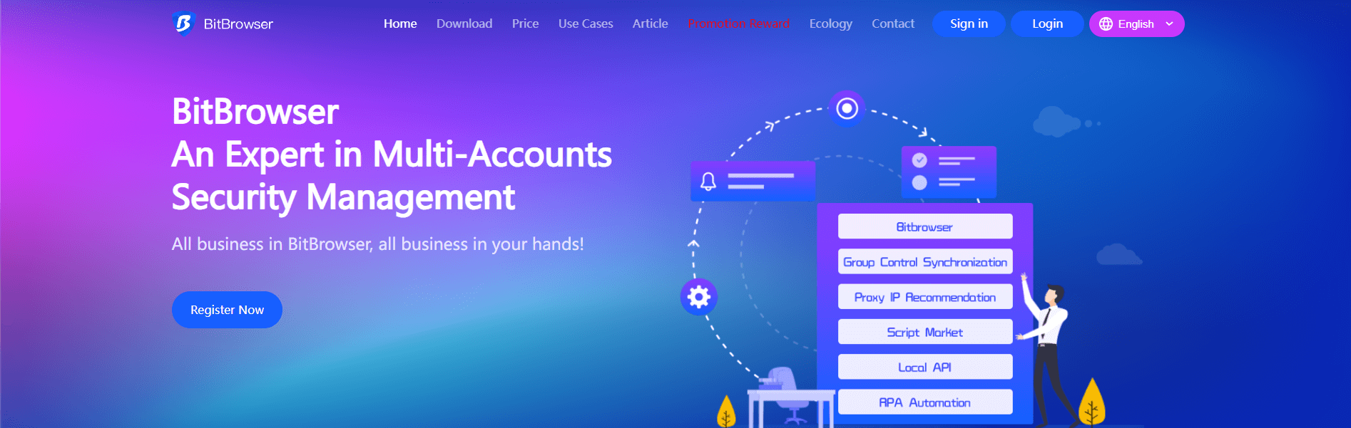 Startseite der BitBrowser-Website