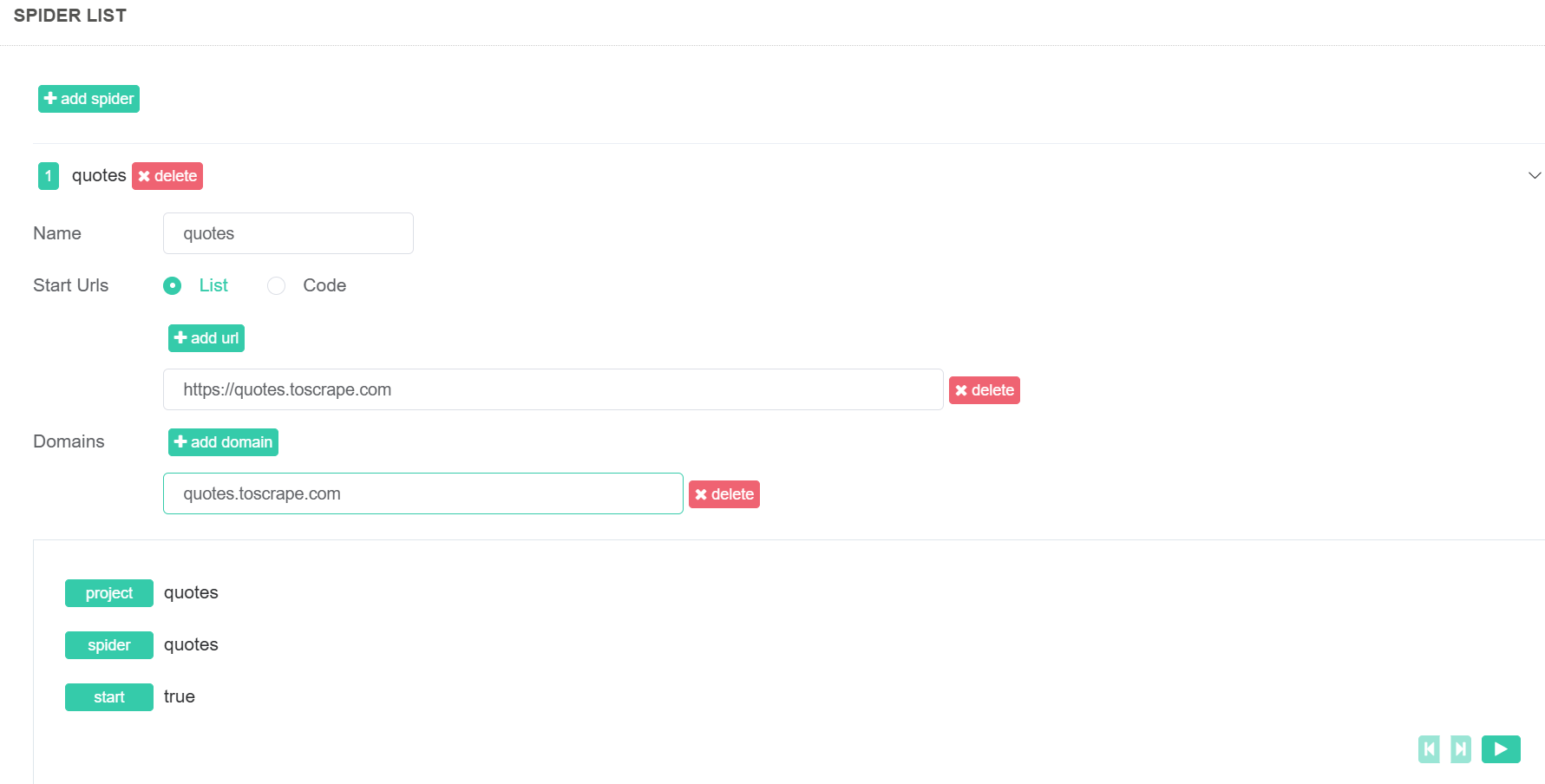 Hinzufügen unserer URL und Domäne