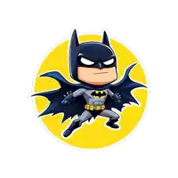 a cartoon drawing of batman with a yellow circle around him