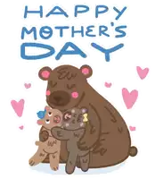 a happy mother 's day greeting card with a mother bear hugging her baby bear