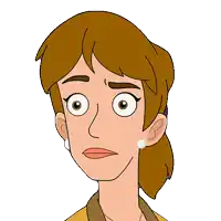 a cartoon of a woman with brown hair and pearl earrings