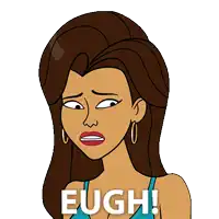 a cartoon of a woman with the word eugh on the bottom right
