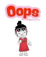 a cartoon of a girl wearing sunglasses and a shirt that says ' oops ' on it