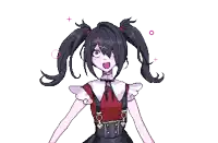 a pixel art of a girl with pigtails and a collar