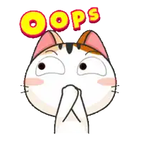 a cartoon cat is covering its mouth with its hands and the word oops is above it