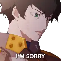 a cartoon character says i 'm sorry with a serious look on his face