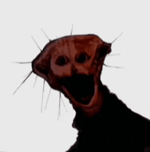 a drawing of a scary looking animal with a black sweater on