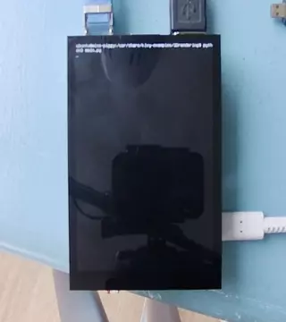 A short animation showing the classic OpenGL demo monkey head, spinning around on the Hyperpixel's display