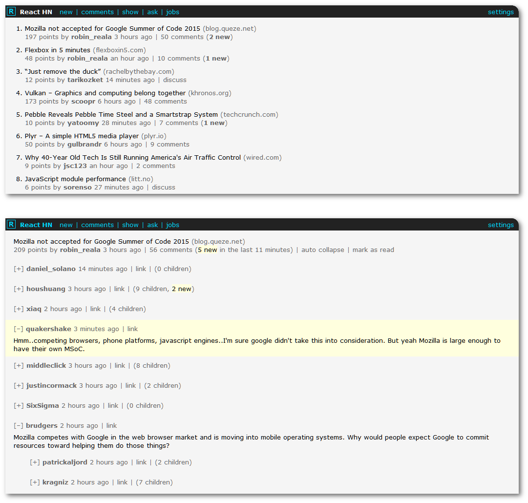 react-hn screenshot